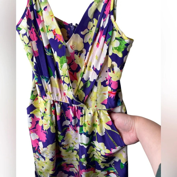 Yumi Kim Jayne Spaghetti Strap Floral Purple 100% Silk Dress Size Small - Picture 3 of 6